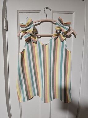 entro Pastel Striped Tank with Bow Shoulder Ties